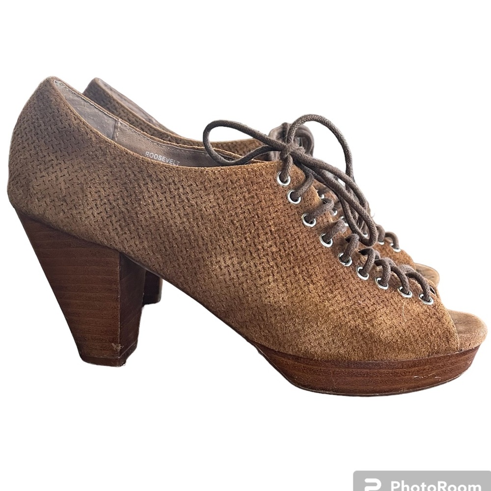 Jeffrey Campbell suede lace up peep toe bootie sandal 8